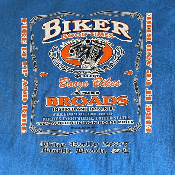 Retro Y2K Biker Booze Bikes Broads Myrtle Beach Bike Week Motorcycle Tank Top - Picture 2 of 9